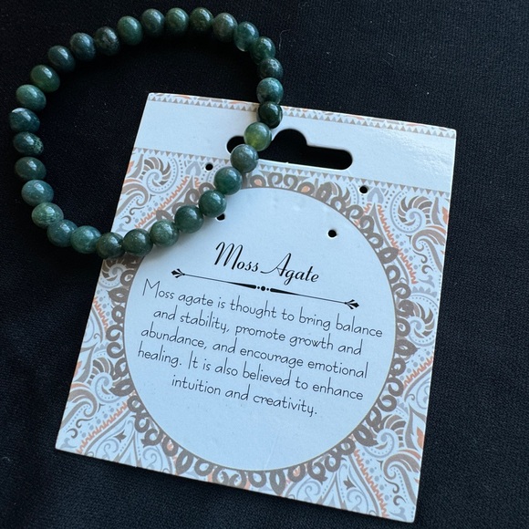 New Healing Stone Green Moss Agate Bead Stretch Bracelet Stability Growth Love - Picture 3 of 8